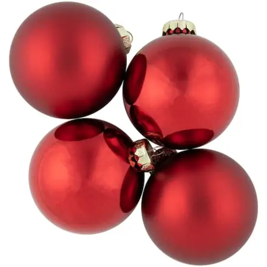 96ct. Shiny & Matte Red Glass Ball Ornaments {5}