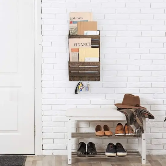 NEX&trade; Rustic Brown Mail and Key Holder with 4 Hooks {3}