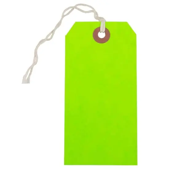 JAM Paper Medium Gift Tags with String Neon Green {1}