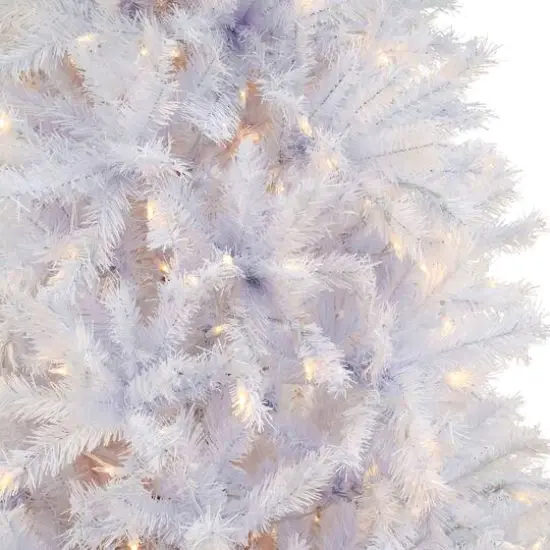 7.5ft. Pre-Lit White Artificial Christmas Tree, Warm White LED Lights {7}