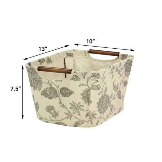 Household Essentials Storage Bin with Wood Handles (Small, Floral) {4}