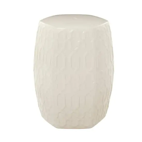 Cream Ceramic Contemporary Accent Table, 19" x 13" x 14" {3}