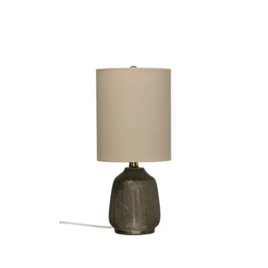 Hello Honey&reg; 18" Metallic Glazed Terracotta Table Lamp with Linen Shade {1}