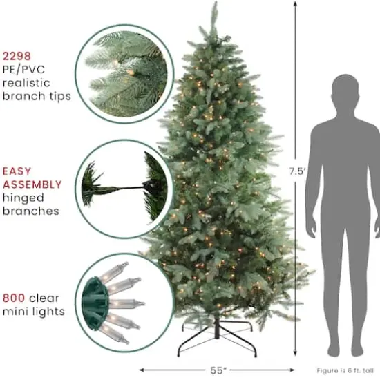 7.5ft. Pre-Lit Washington Frasier Artificial Christmas Tree, Clear Lights {5}