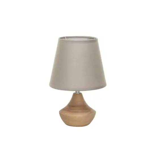 Hello Honey&reg; 10.5" Natural Eucalyptus Wood Table Lamp with Linen Shade {1}
