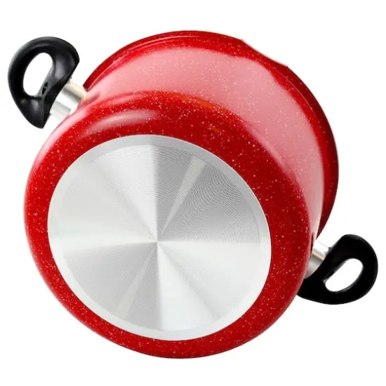 Gibson Home&reg; Granita 6qt. Red Speckle Aluminum Pasta Pot with Strainer Lid {3}