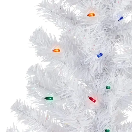 3ft. Pre-lit White Pine Artificial Christmas Tree, Multicolor Lights {4}