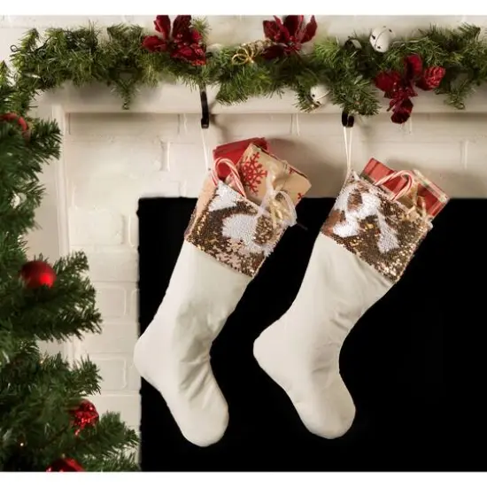 DII&reg; Cream Sequin Velvet Holiday Stocking Set {7}