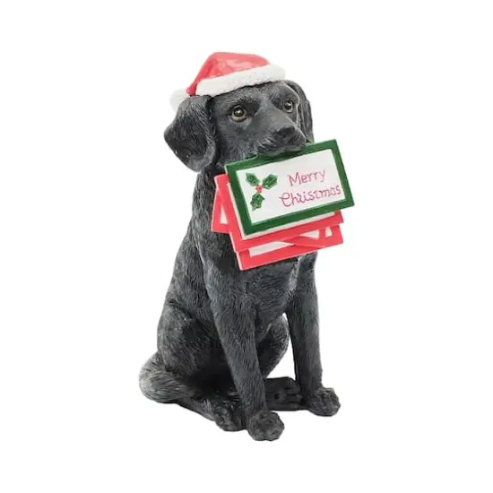 6.75" Black Dog with Christmas Cards Tabletop D&eacute;cor by Ashland&reg; {1}