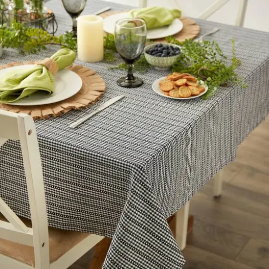 Black Farmhouse Gingham Tablecoth 70" Round {4}