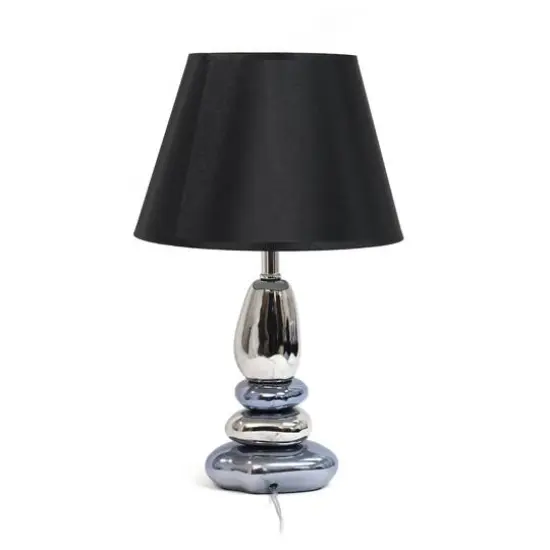 Elegant Designs&trade; 21.5" Chrome and Metallic Blue Stones Table Lamp with Black Shade {8}