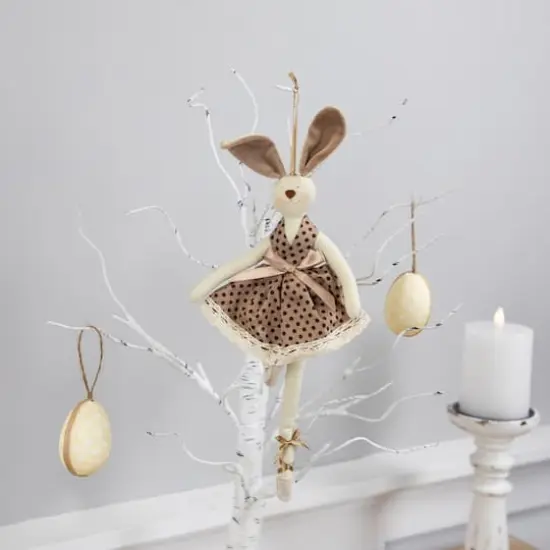 13" Brown Plush Ballerina Bunny Hanging Easter D&eacute;cor {4}