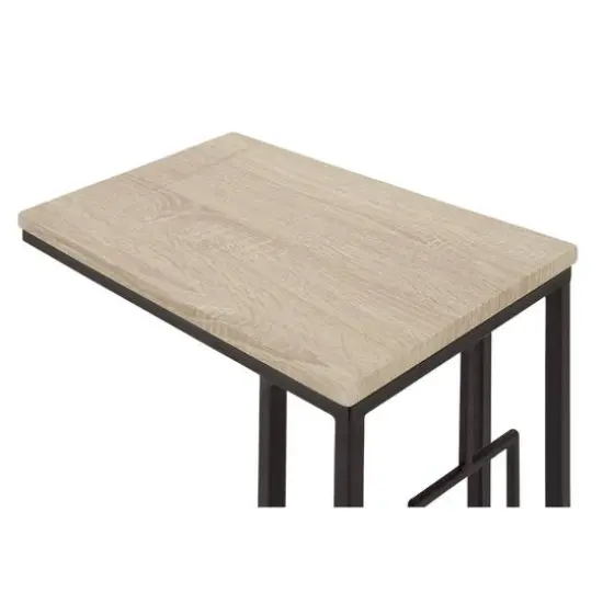 Black Iron & Wood Contemporary Accent Table {6}