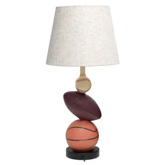 Simple Designs™ 22" Basketball, Baseball, Football Table Lamp with Beige Shade {15}