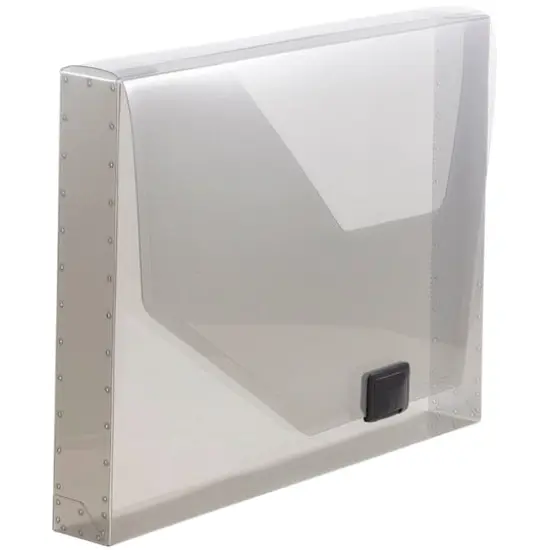 JAM Paper Plastic Box Portfolio with Side Buckle 9.75" x 13.5" Smoke Gray {4}