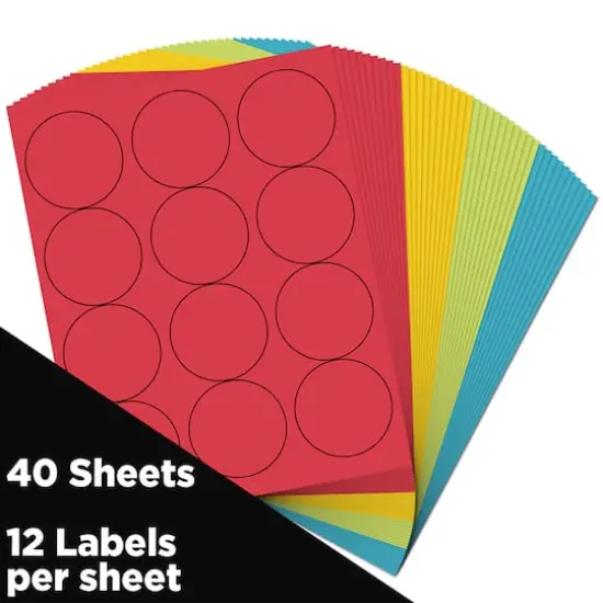 JAM Paper 2.5" Bright Colors Circle Label Sticker Seals, 4 Packs of 120 {3}