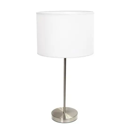 Simple Designs 23" White Fabric Shade Lamp Brushed Nickel {1}
