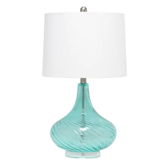 Lalia Home Classix 24" Blue Wavy Colored Glass Table Lamp {1}