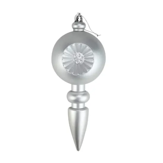 4ct. 7.5" Matte Silver Retro Reflector Shatterproof Christmas Finial Ornaments {1}