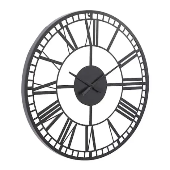 28" Black Metal Contemporary Wall Clock {3}
