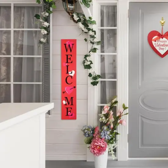 Glitzhome&reg; 36" Valentine's Wooden Welcome Porch Sign {3}