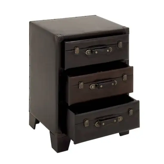 Dark Brown Wood 3-Drawer Traditional Cabinet {3}