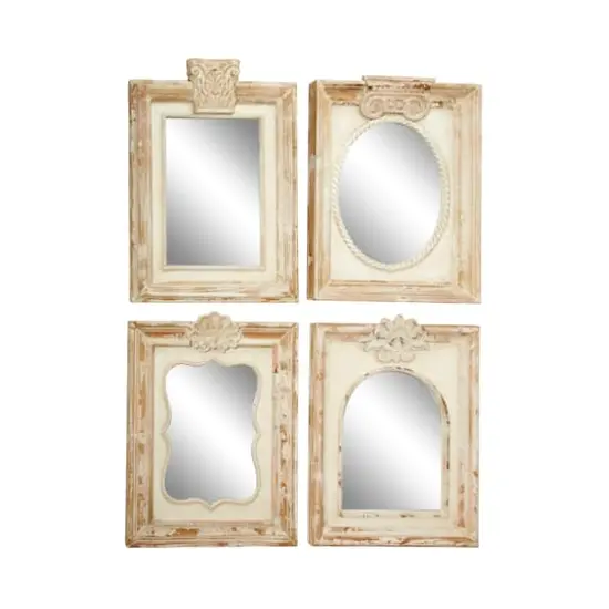 25" Brown Wood Vintage Wall Mirror Set {1}
