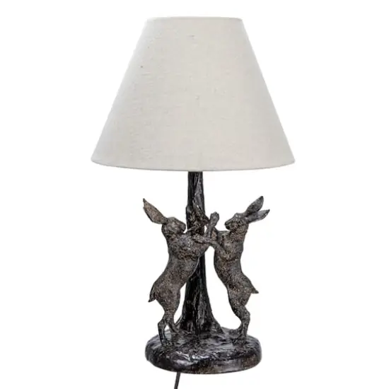 Hello Honey&reg; 18.5" Brown & Natural Bunny Rabbit Table Lamp with Linen Empire Shade {14}