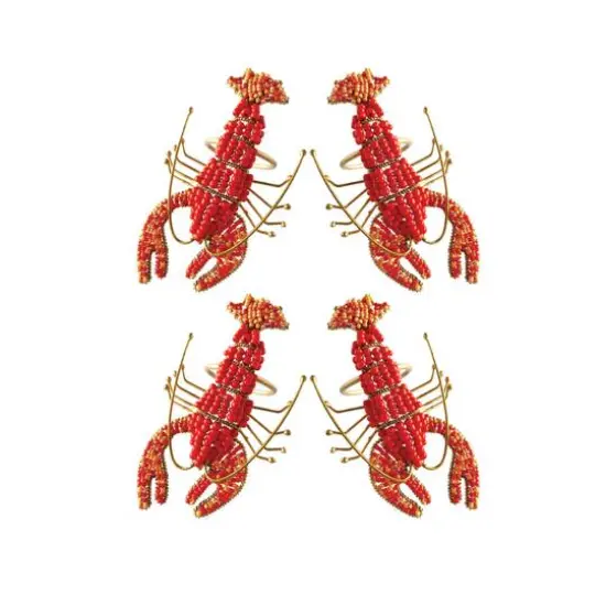 Hello Honey® 5" Red Lobster Metal Napkin Rings with Glass Beads, 4ct. {1}