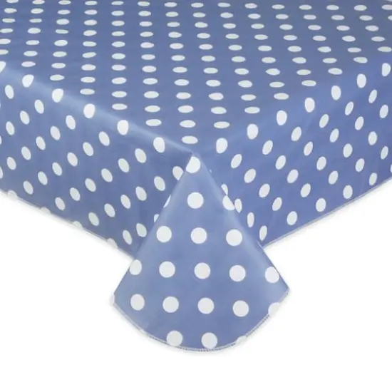 Stonewash Blue Polka Dot Vinyl Tablecloth 60" x 102" {3}