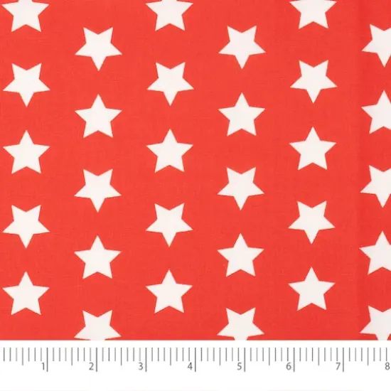 SINGER Patriotic White Stars On Red Cotton Fabric {4}