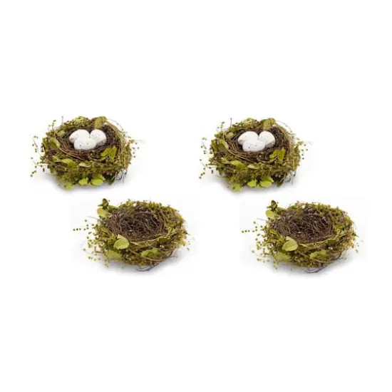 7" Natural Twig Bird Nest with Speckled Eggs Set {1}