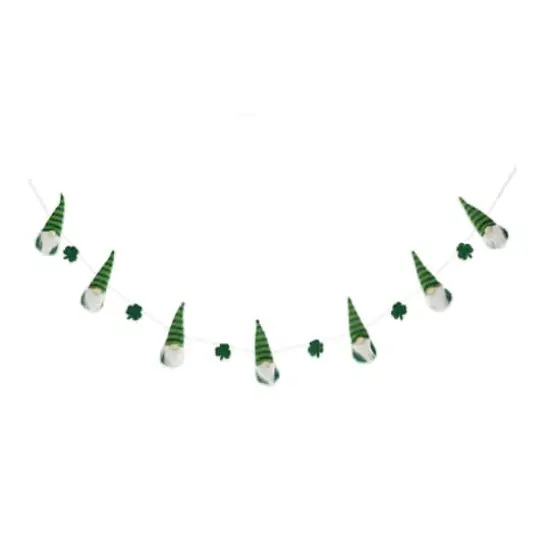 Glitzhome&reg; St. Patrick's Fabric Gnomes and Shamrocks Garland {1}