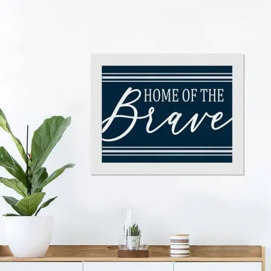 Home of the Brave White Framed Print Under Plexiglass {4}
