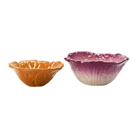Hello Honey® Orange & Purple Hand-Painted Cabbage Shaped Stoneware Bowls, 2ct. {4}