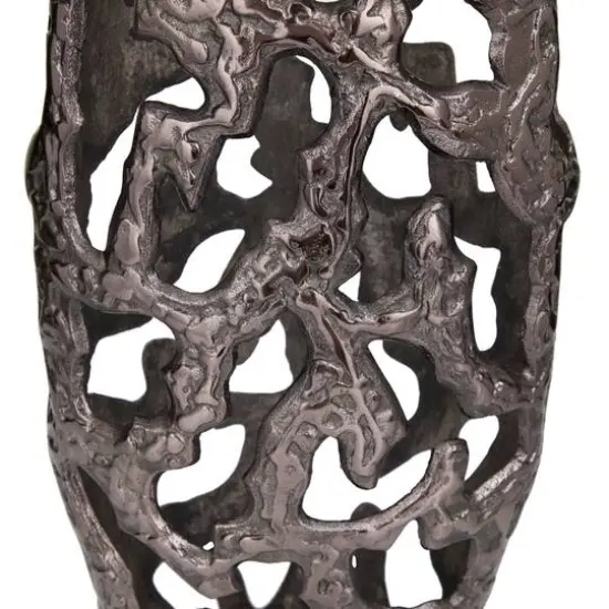 20" Contemporary Aluminum Vase Black {6}