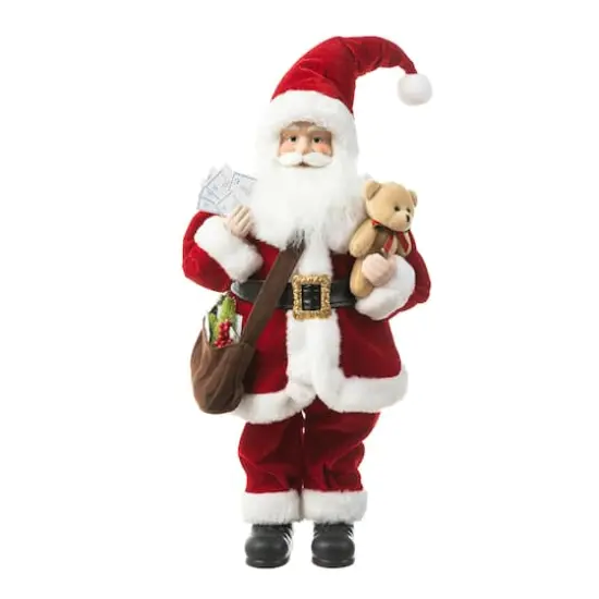 Glitzhome&reg; 18" Faux Fur Christmas Mail Santa Figurine {7}