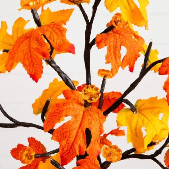2ft. Pre-Lit Autumn Maple Artificial Fall Tree with 24 Warm White LED Lights and Detachable Base {4}