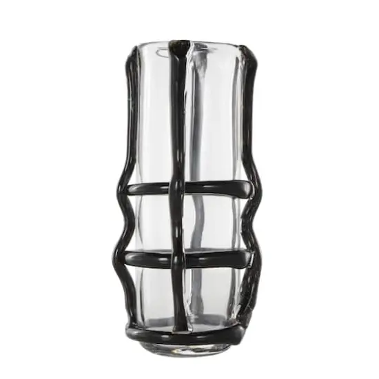 Black Recycled Glass Vase with Glass Framing {4}