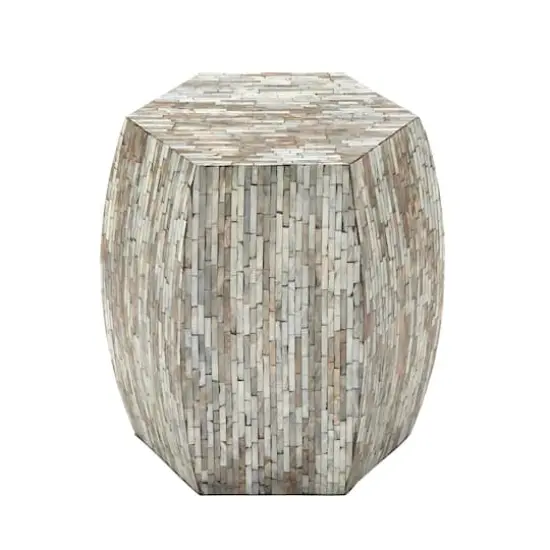 16" Multicolor Barrel-Shaped Shell Side Table {1}