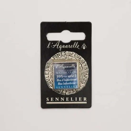 Sennelier French Artists' Watercolor Paint, Half Pan 395 Blue Indanthrene {1}