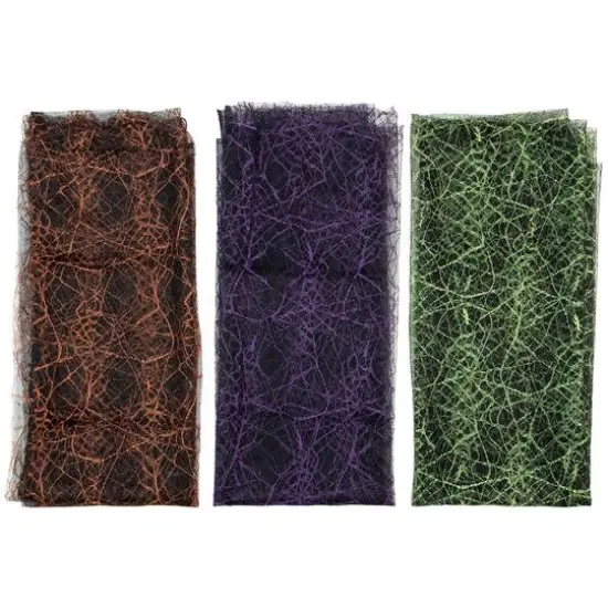 6ft. Purple, Orange & Green Spiderweb Halloween Decorations {3}