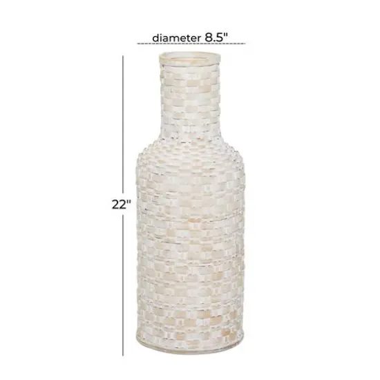 White Bamboo Tall Woven Floor Vase 8" x 8" x 22" {6}