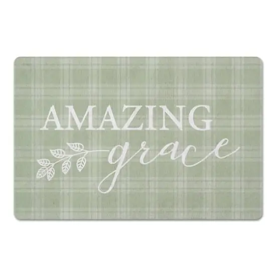 Amazing Grace Green Plaid 27" x 18" Floor Mat {1}