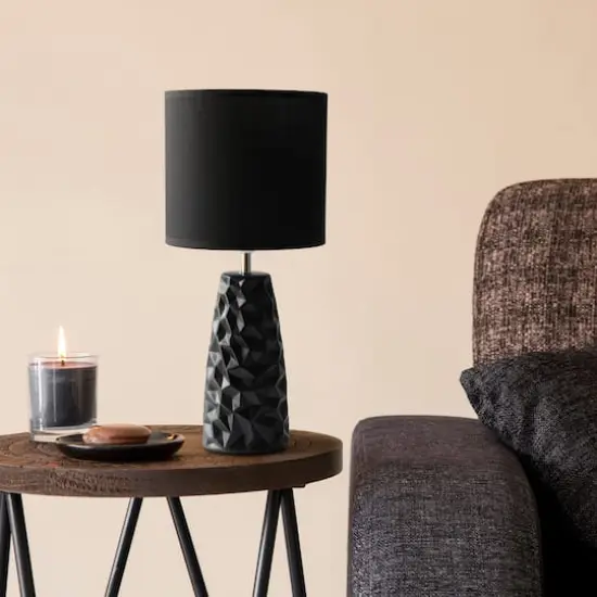 Simple Designs Sculpted Ceramic Table Lamp Black {5}