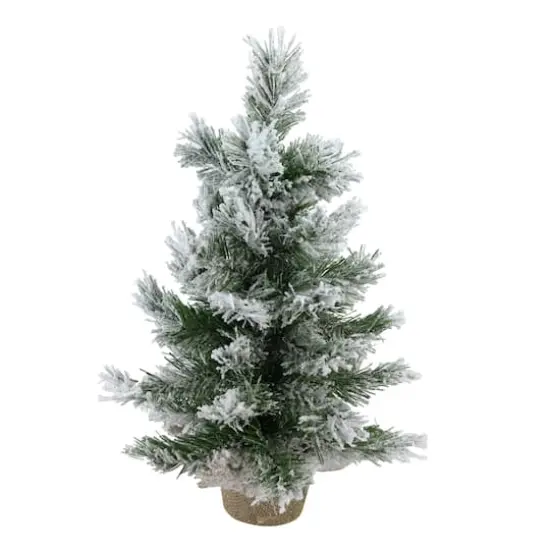 18" Unlit Flocked Pine Artificial Christmas Tree in Burlap Base {1}