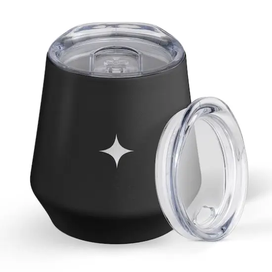 JoyJolt&reg; 12oz. Vacuum Insulated Stemless Wine Tumbler with Lid Black {1}
