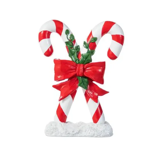 Glitzhome&reg; 10" Christmas Resin Candy Cane Table Decor {7}