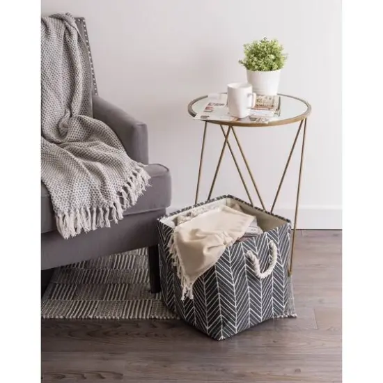 DII&reg; 11" Polyester Herringbone Storage Bin Black {4}