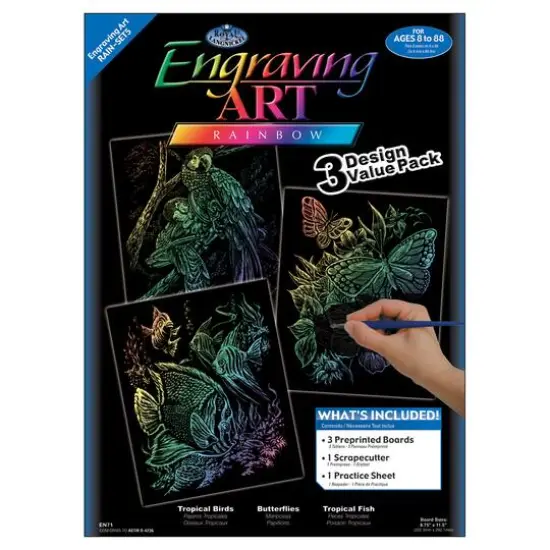 Royal & Langnickel&reg; Engraving Art&trade; Fish, Butterflies & Birds Rainbow Foil Value Pack Kit {1}